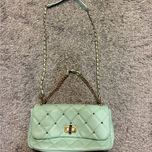 Badgley Mischka Quilted Mint Green Chain Shoulder Bag